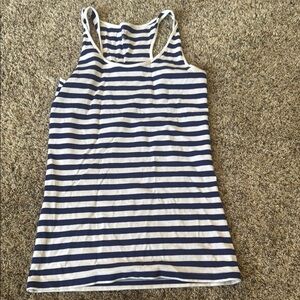 a.n.a Blue and White Fitted Tank Top